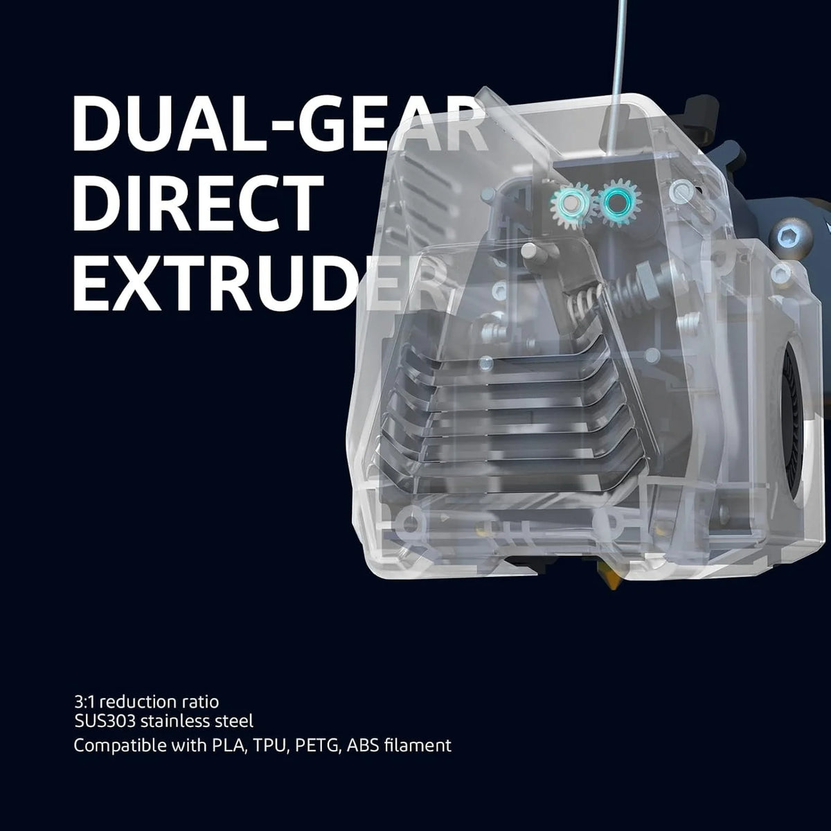 Printer with Auto Bed Leveling. Dual-Gear Direct Extruder. Dual Lead Screw Drive. Removable Capacitive Screen. 8.85x8.85x11in Large Printing Size