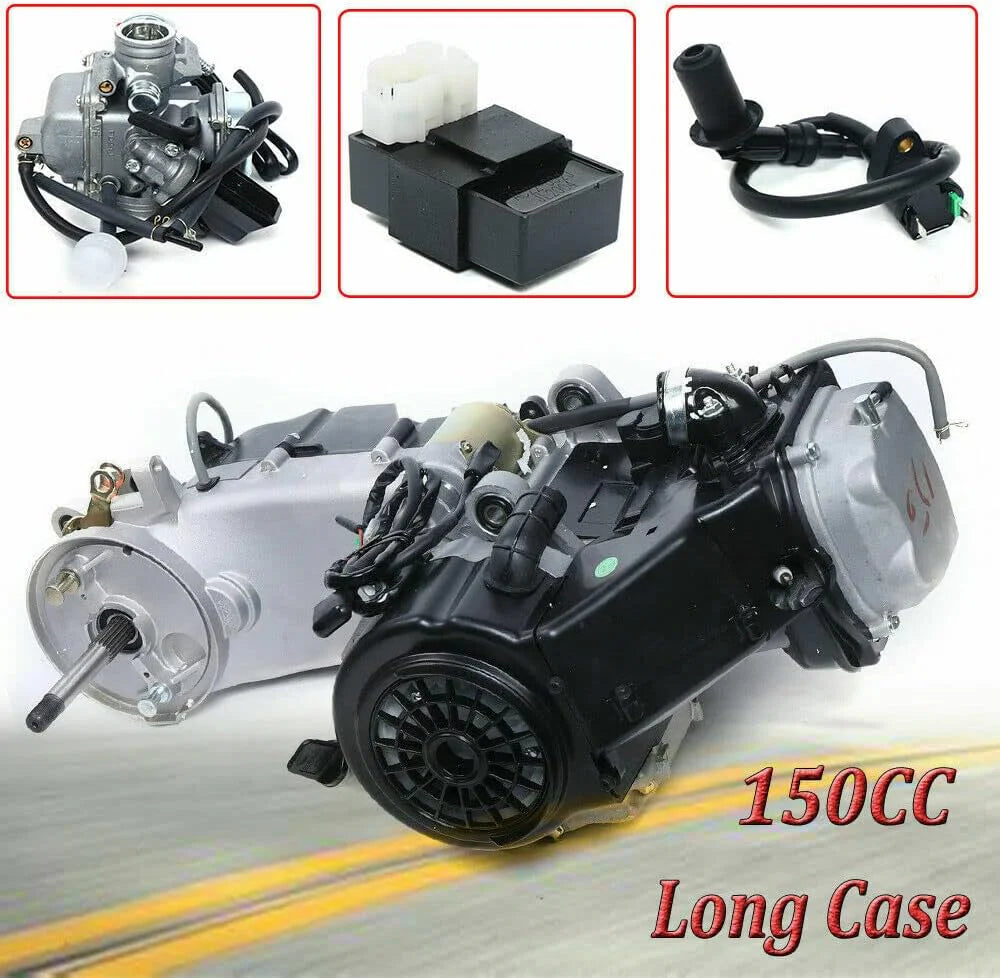 150CC 4 Stroke Engine Motor. Gy6 Single Cylinder Complete Engine Kit for 110cc-150cc Atvs and Go Karts and 11 Long Box Engine Size Scooters High-Flow Oil Pump CVT Carburetor Top Mount