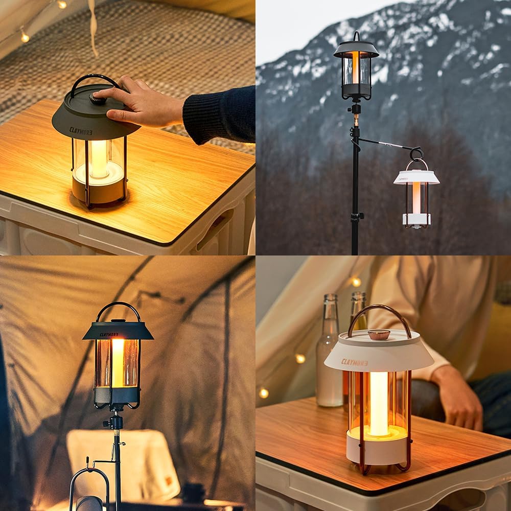 Desk Lamp (Dark Gray) - A beautiful portable outdoor lamp. featuring 4 different lighting heads. equipped with a 6700 mAh rechargeable battery. with a brightness of up to 660 lumens. and featuring waterproof functionality. Suitable for Halloween deco