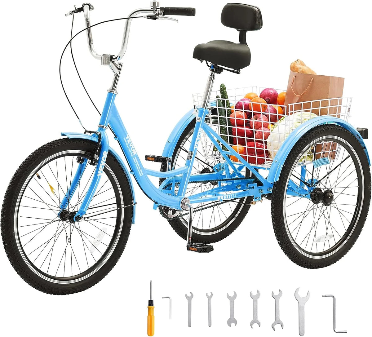 Adult tricycles. 20-inch tricycles. tricycle motorcycles. carbon steel leisure bicycles with baskets and adjustable seats. suitable for elderly. female and male picnic and shopping tricycles (yellow)