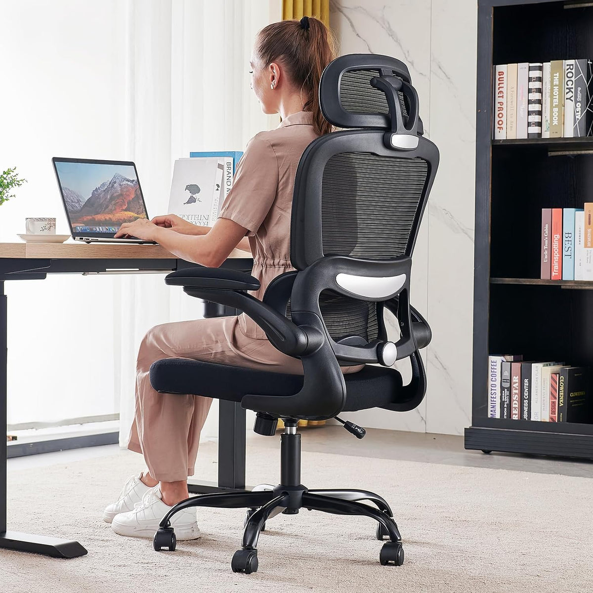 Office Chair Ergonomic Desk Chair. 330 LBS Home Mesh Office Desk Chairs with Wheels. Comfortable Gaming Chair. High Back Office Chair for Long Hours. Office Chair for Study and Work (Grey)