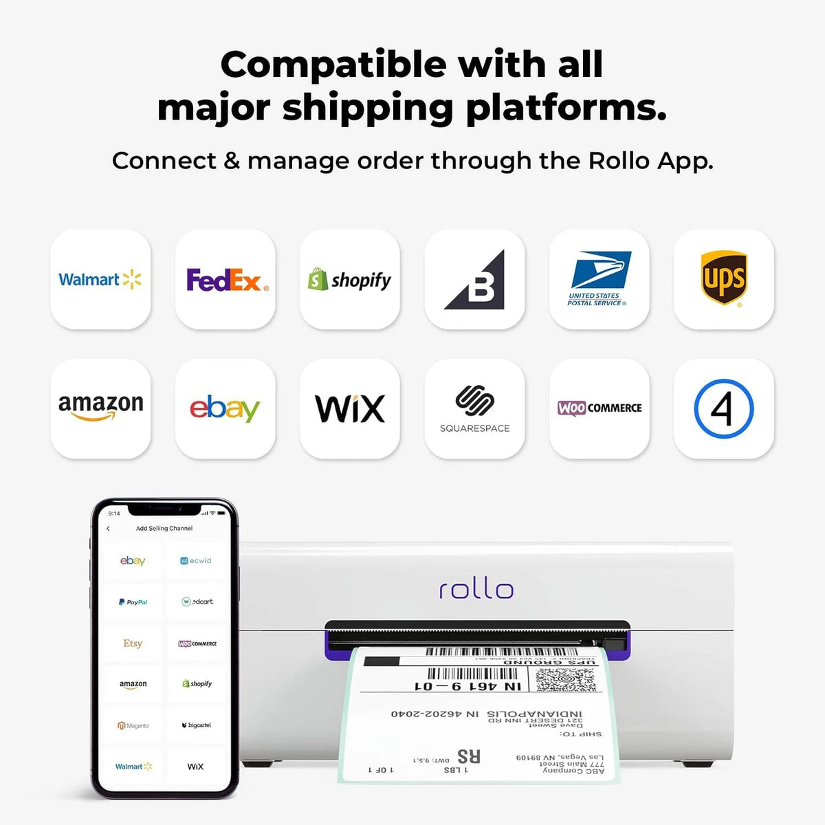 Wireless Shipping Label Printer - A Wi-Fi-enabled thermal label printer (size 4x6 inches). suitable for package shipping - Can be printed via AirPrint on iPhone. iPad. and Mac - Supports Windows. Chromebook. Android. and Linux systems