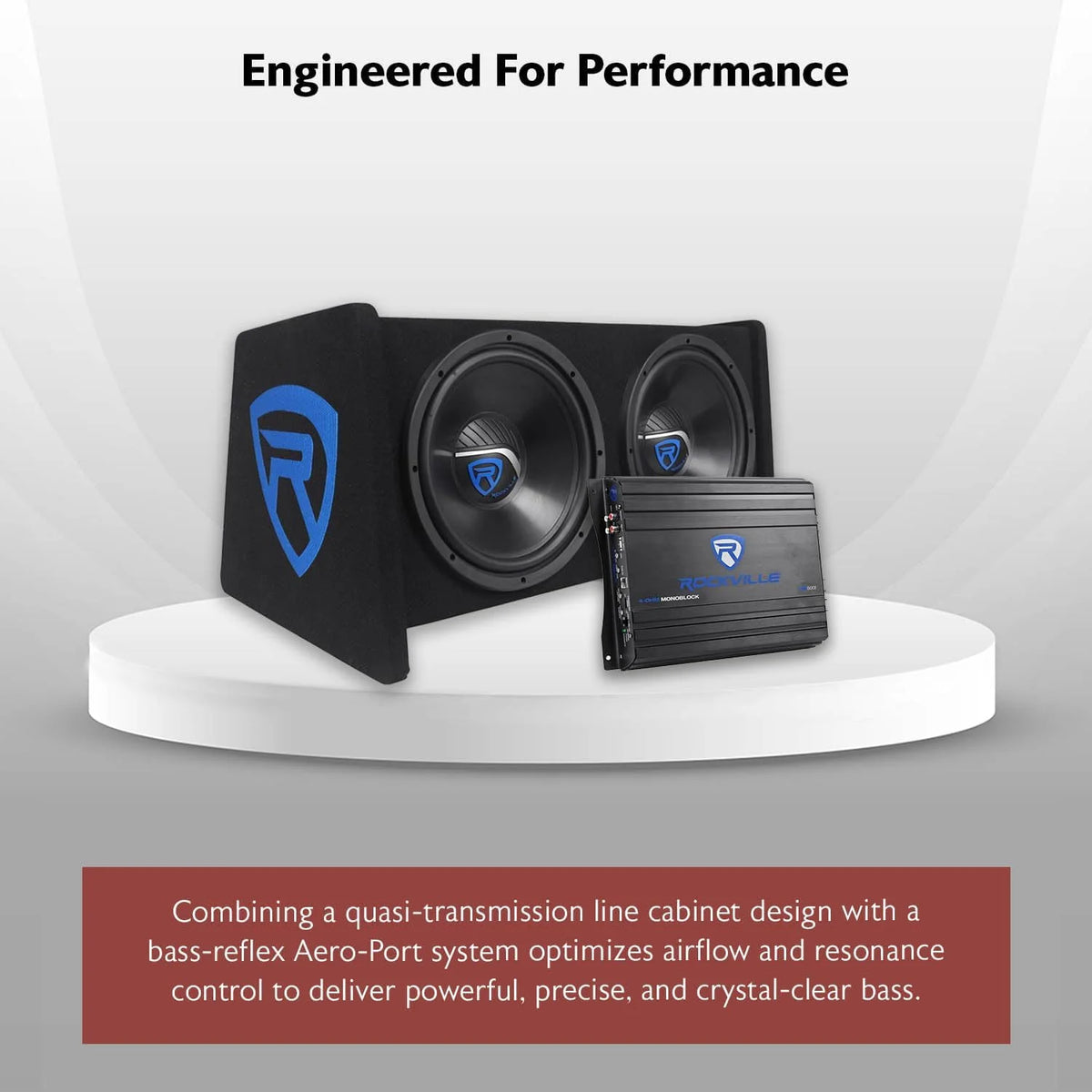 RV12.2B 1200W Dual 12 Car Subwoofer Enclosure+Mono Amplifier+Amp Kit