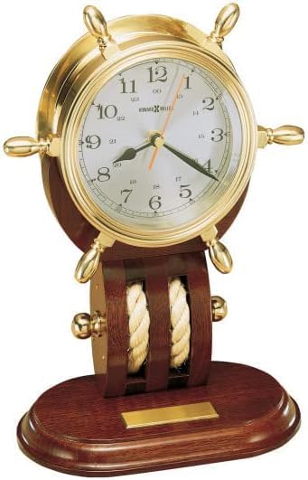 Type II Wall Clock 549-644 - Climate and Navigation Series Pure Brass Ship Rudder Decorative Model. with Redwood Base and Quartz Movement
