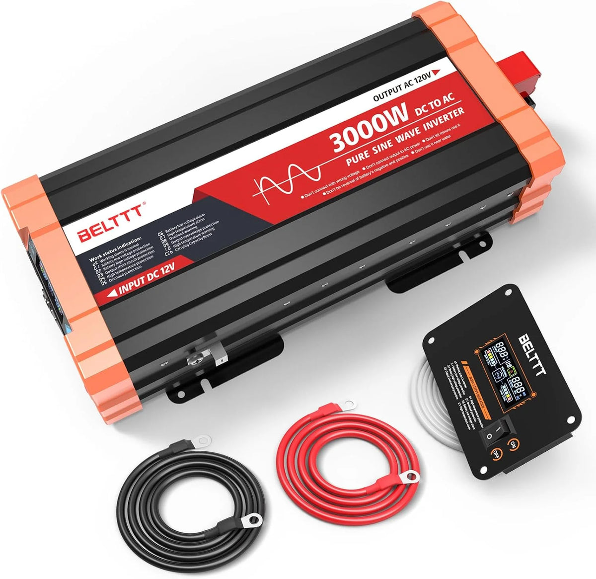 2000W Pure Sine Wave Inverter. Car Power Inverter 12V to 120V AC Converter for RV. Truck. Solar. Outdoor with Dual AC and 20A Socket. 5V 2.1A USB. Surge 4000W. Hardwire Port. Remote Controller