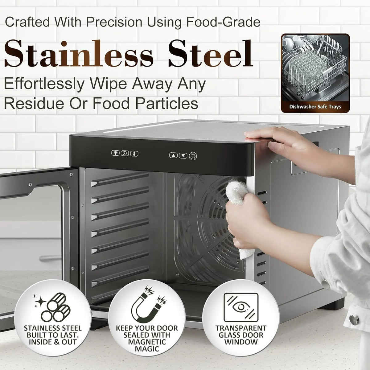 Commercial Large 12 Trays Food Dehydrator. Usable Area up to 22.67ft². 1200W Full Stainless Steel Dryer Machine. up to 190℉ Temperature. for Meat. Fruit. Veggies. Beef. Herbs. Pet Foods