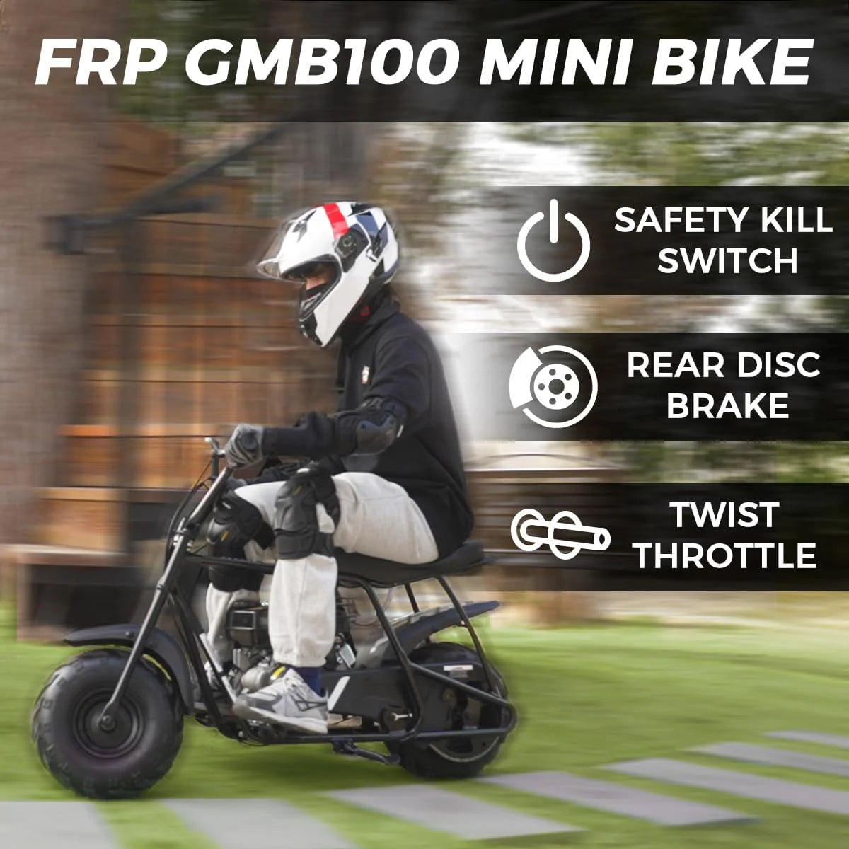 Mini Dirt Bike GMB100. 99 CC Gas Powered Mini Bike 4 Stroke 3HP. Off Road Mini Bikes for Kids and Adult. Trail Bike Up to 24 Mph. Weight Support Up to 185 LBS (Black)