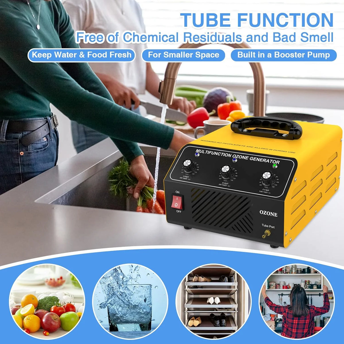 Ozone Generator 40.000 mg/hour. Dual Mode. Professional O3 Odor Eliminator. Equipped with a booster pump. 20.000 mg. 20.000 mg and 500 mg three timing functions. applicable area 7000 square feet. highly suitable for home and car use.