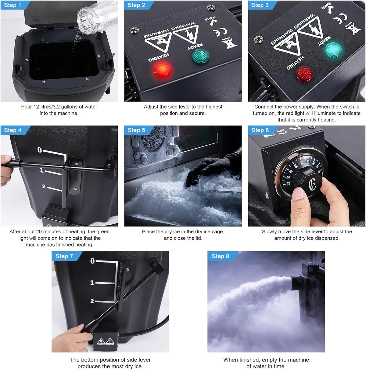 Dry Ice Fog Machine. 3500W Low Lying Fog Machine. Dry Ice Machine with Tube Nozzle High Density Fog Smoke for Wedding Party Events Stage Concert Club Performance DJ (Black)