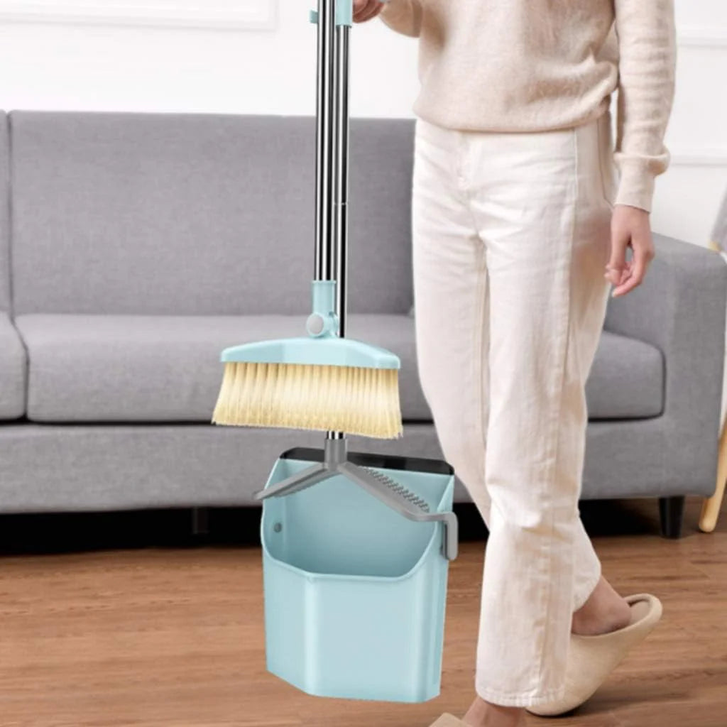 Long Handle Broom and Dustpan Set. Home. Kitchen. Room. Office. Upright Dust Pan Combo for The Lobby Floor