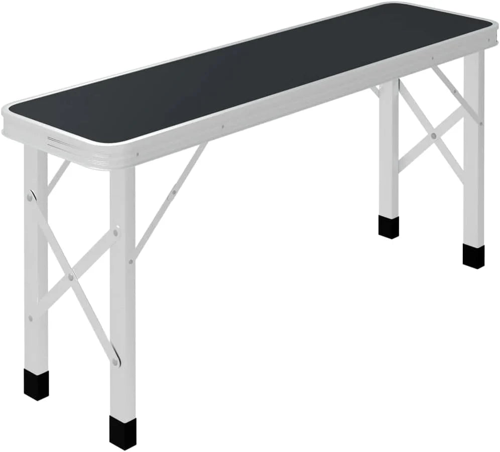Folding Camping Table with 2 Benches Aluminium Grey.Item colourGrey and Silver