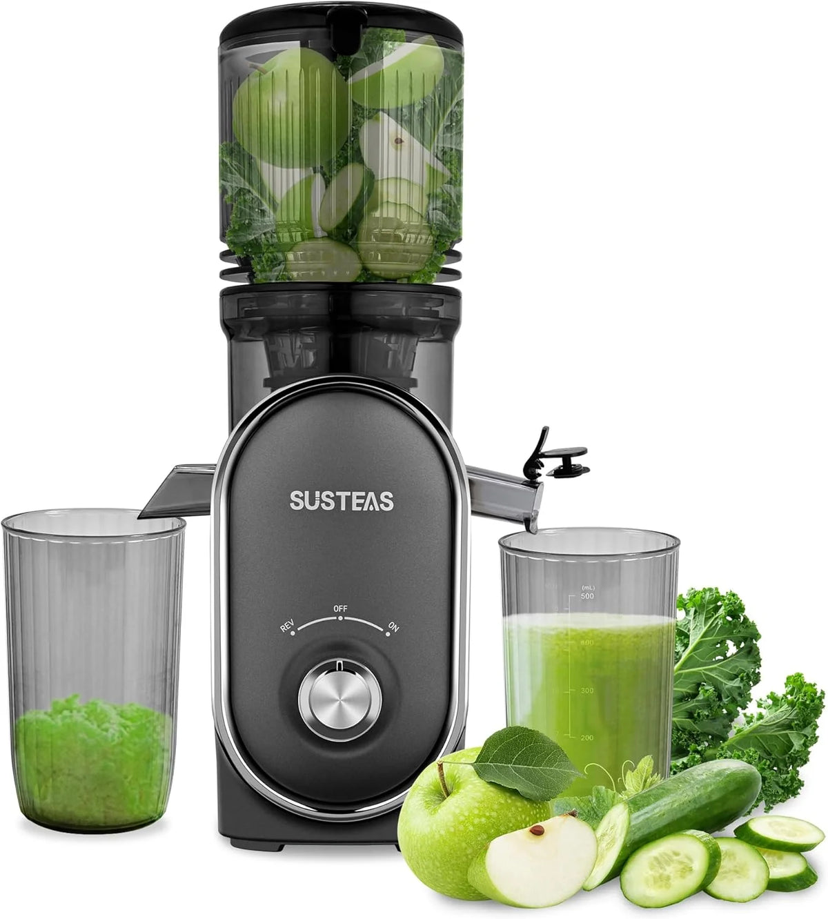 Cold press juicer. 5.3-inch feed opening. slow-speed mixing type machine. power 300 watts. capable of extracting whole fruits and vegetables. easy to clean. high juice output. white appearance