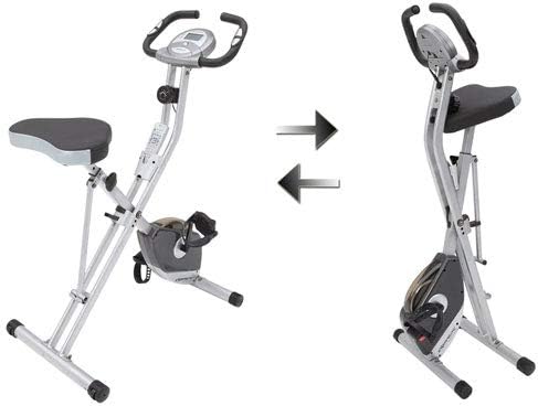 Compact folding exercise bike. 8 different intensity level fixed bikes. featuring Bluetooth tracking function and option for tablet stand.