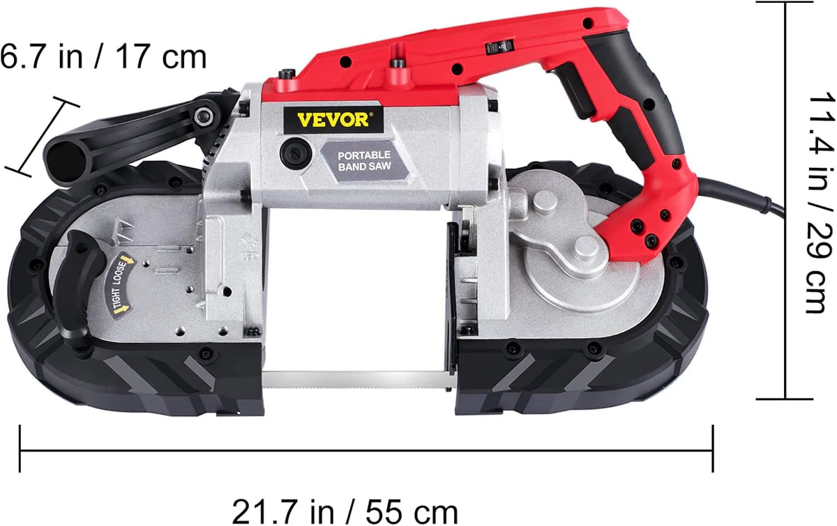 Portable Band Saw. 110V Removable Alloy Steel Base Corded Band Saw. 5 Inch Cutting Capacity Hand held Band Saw.Variable Speed Portable Bandsaw. 10Amp Motor Deep Cut Band saw for Metal Wood