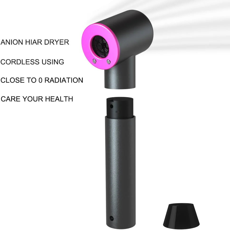 Anion Hair Dryer. Hot Air and Cold Air Available Negative Ion Cordless Hair Blower USB Output As Power Bank for Digital Charging Smart Battery Indicator Travel Hair Blower