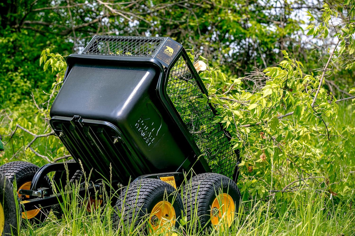 Heavy Duty Tandem Axle Cubic Foot ATV UTV Lawn Mower Trailer TA1200 and Wide Track Rubber Wheels Hauling Outdoor-Black. 1200 lbs. -15 cu.ft