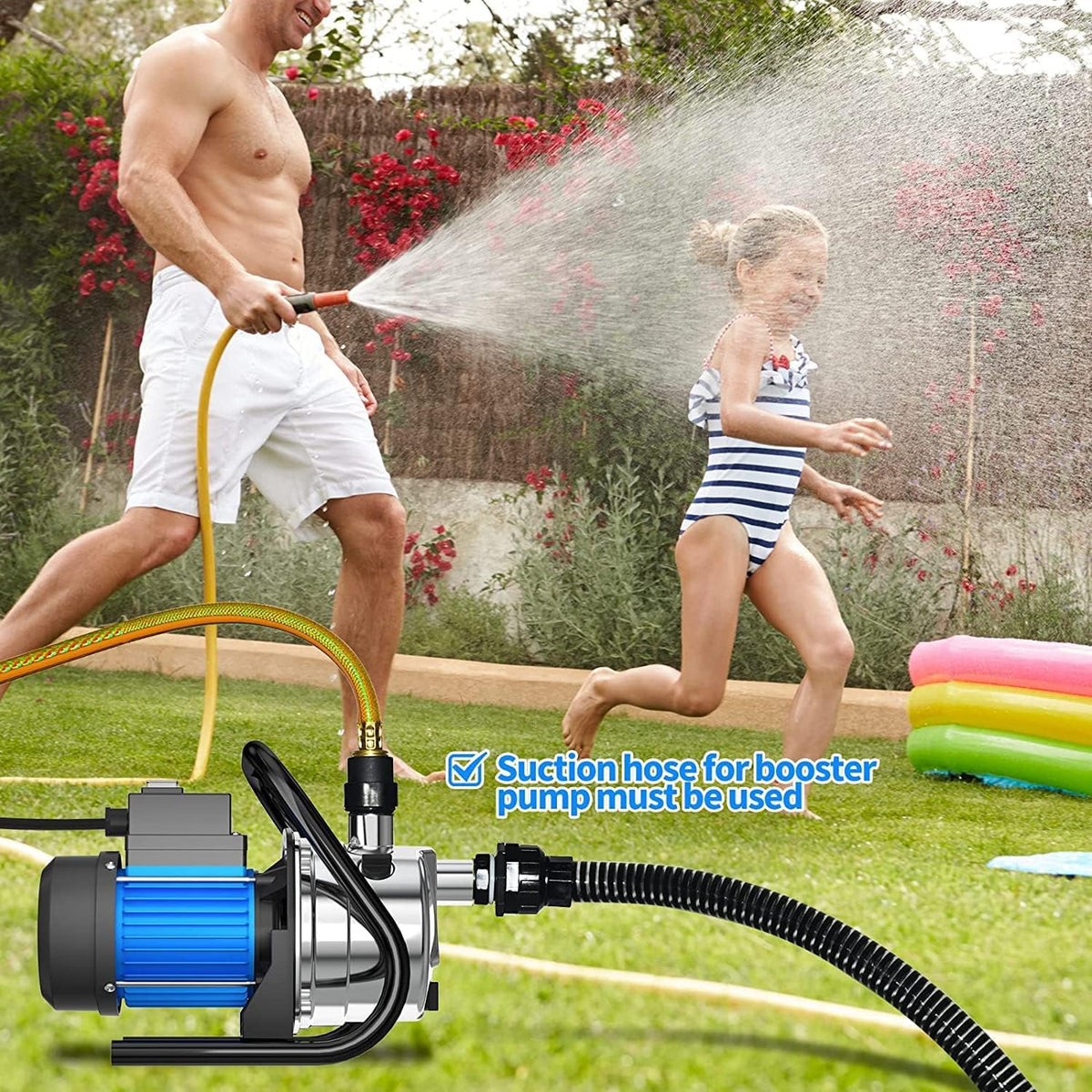 1.6 HP Portable Water Transfer Pump 1500 GPH Electric Shallow Well Pump Garden Booster Pumps for Draining Irrigation Lawn Farm Water Removal