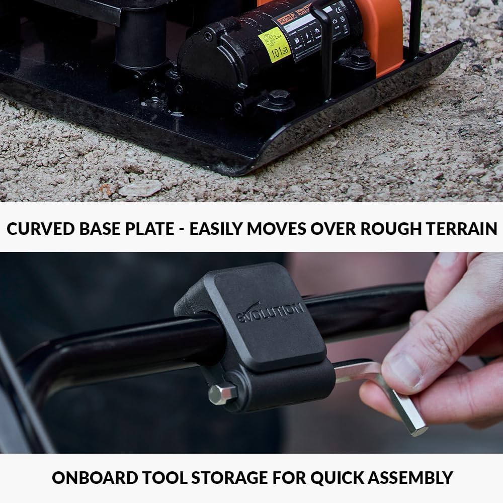 Electric Compactor Plate - Ideal For Levelling Pavement. Artificial Turf Ground Preparation. Patio. Blockwork. Sand. Soil & More