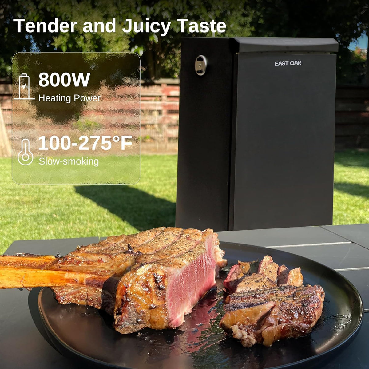 30 Electric Smoker. Outdoor Smoker with Glass Door & Meat Thermometer. 725 Sq Inch Large Capacity. 4 Detachable Racks for Backyard BBQ. Party. Outdoor Cooking Night Blue