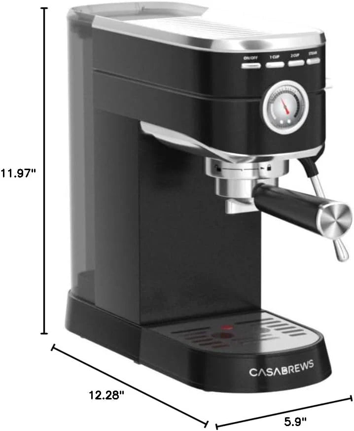 Espresso Machine 20 Bar. Compact Espresso Maker with Steam Milk Frother. Stainless Steel Coffee Machine with 34oz Removable Water Tank for Cappuccino. Latte. Silver