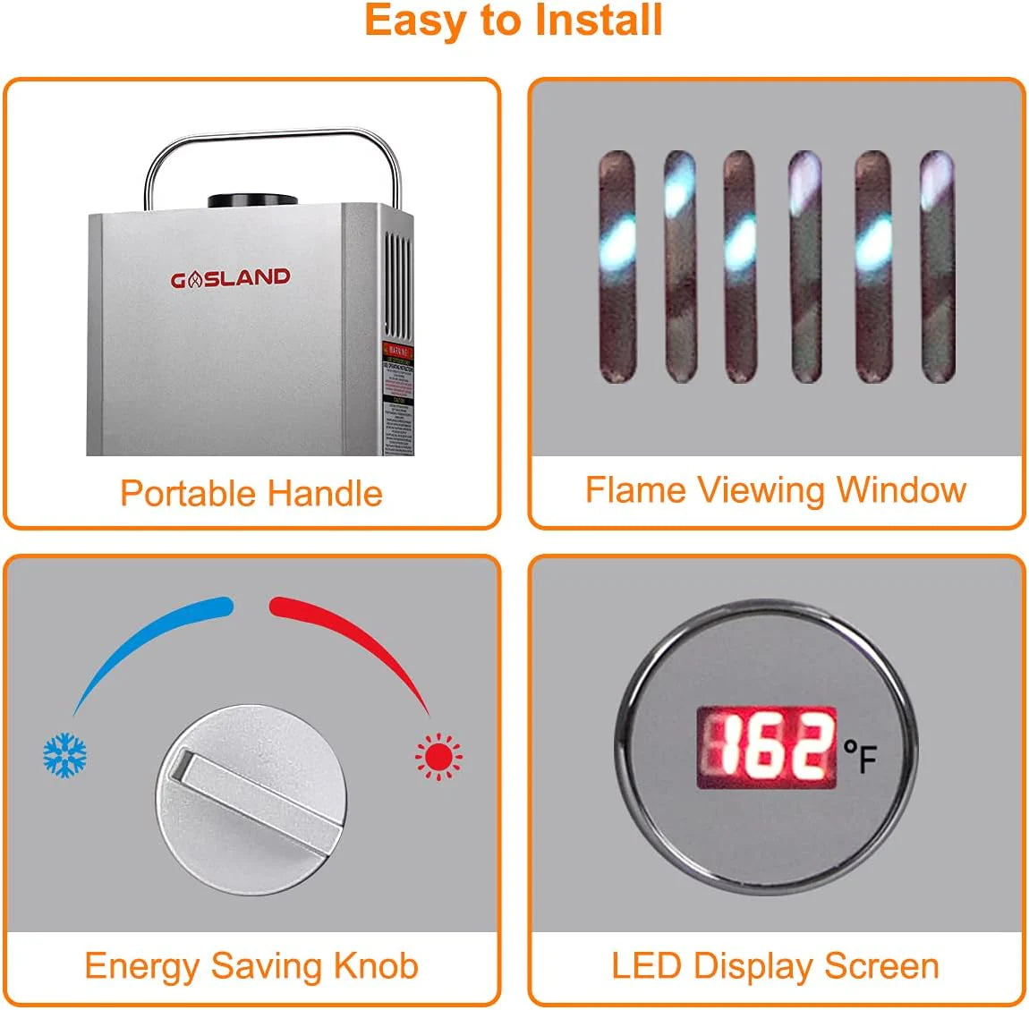 Portable Tankless Water Heater. Outdoors 6L 1.58GPM Propane Water Heater for RV Camping. Overheating Protection