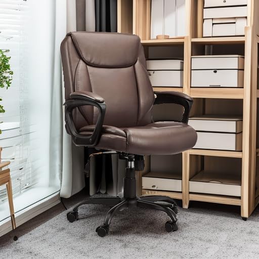 Classic PU surface. back-adjustable height office computer desk and chair. with armrests. size: 26 inches wide x 23.75 inches long x 42 inches high. black version