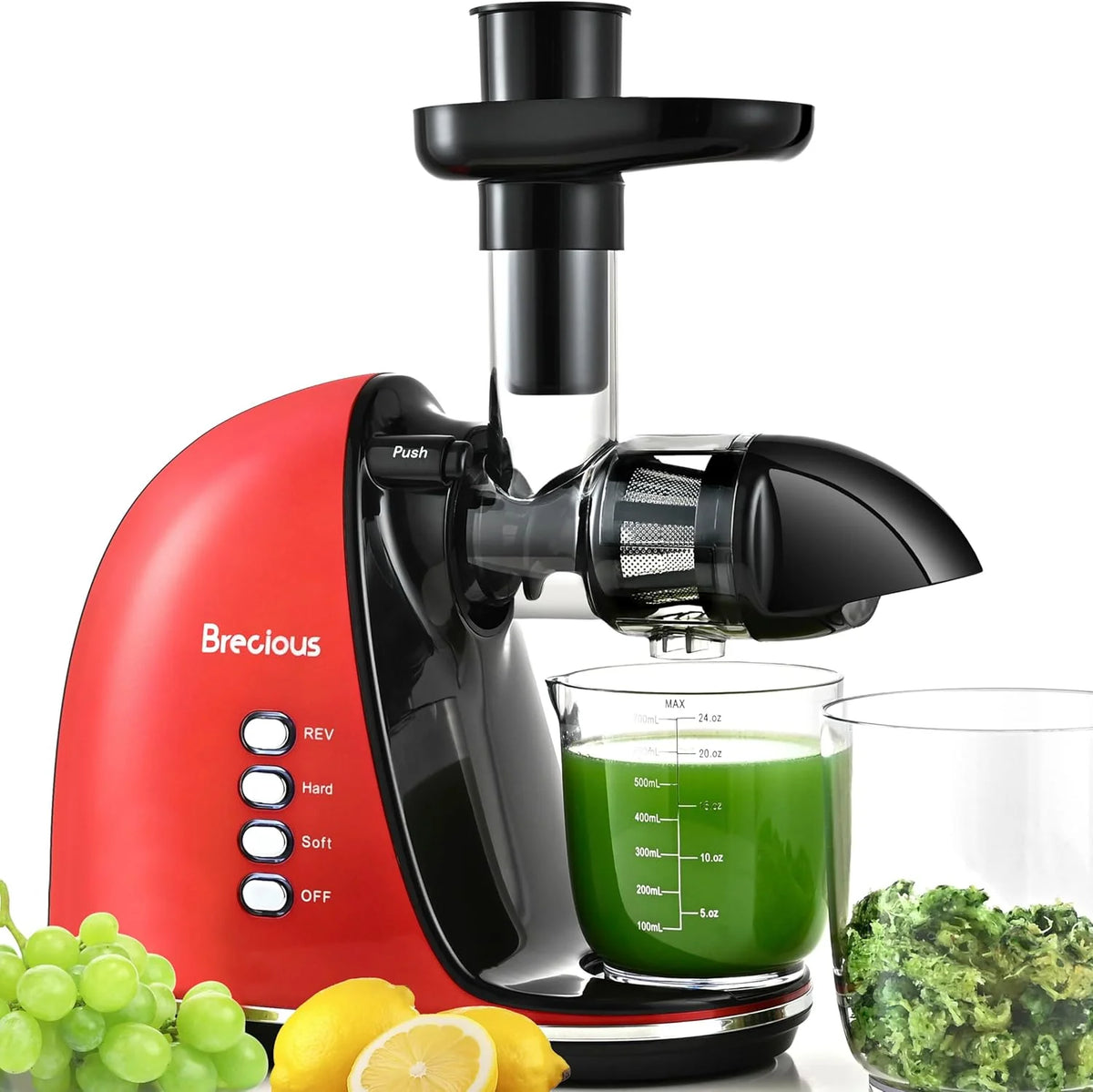 Slow Masticating Juicer.Brecious Cold Press Juicers with 2 Speed Modes & Quiet Motor.Juicers Machines Vegetable and Fruit with Reverse Function.Celery Juicer.BPA-Free.Easy to Clean (Black)