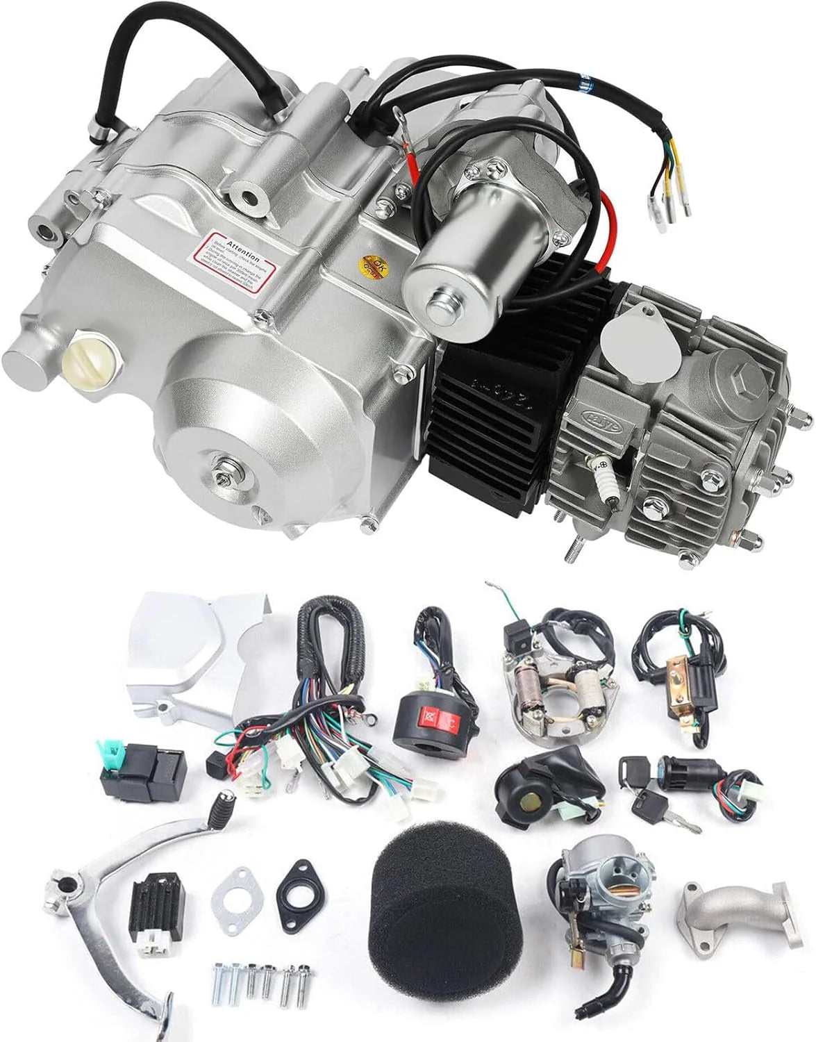 150CC 4 Stroke Engine Motor. Gy6 Single Cylinder Complete Engine Kit for 110cc-150cc Atvs and Go Karts and 11 Long Box Engine Size Scooters High-Flow Oil Pump CVT Carburetor Top Mount