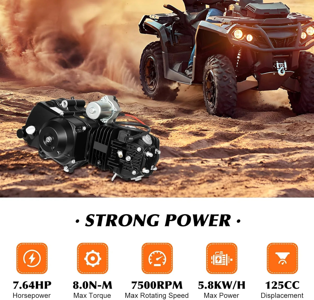150CC 4 Stroke Engine Motor. Gy6 Single Cylinder Complete Engine Kit for 110cc-150cc Atvs and Go Karts and 11 Long Box Engine Size Scooters High-Flow Oil Pump CVT Carburetor Top Mount