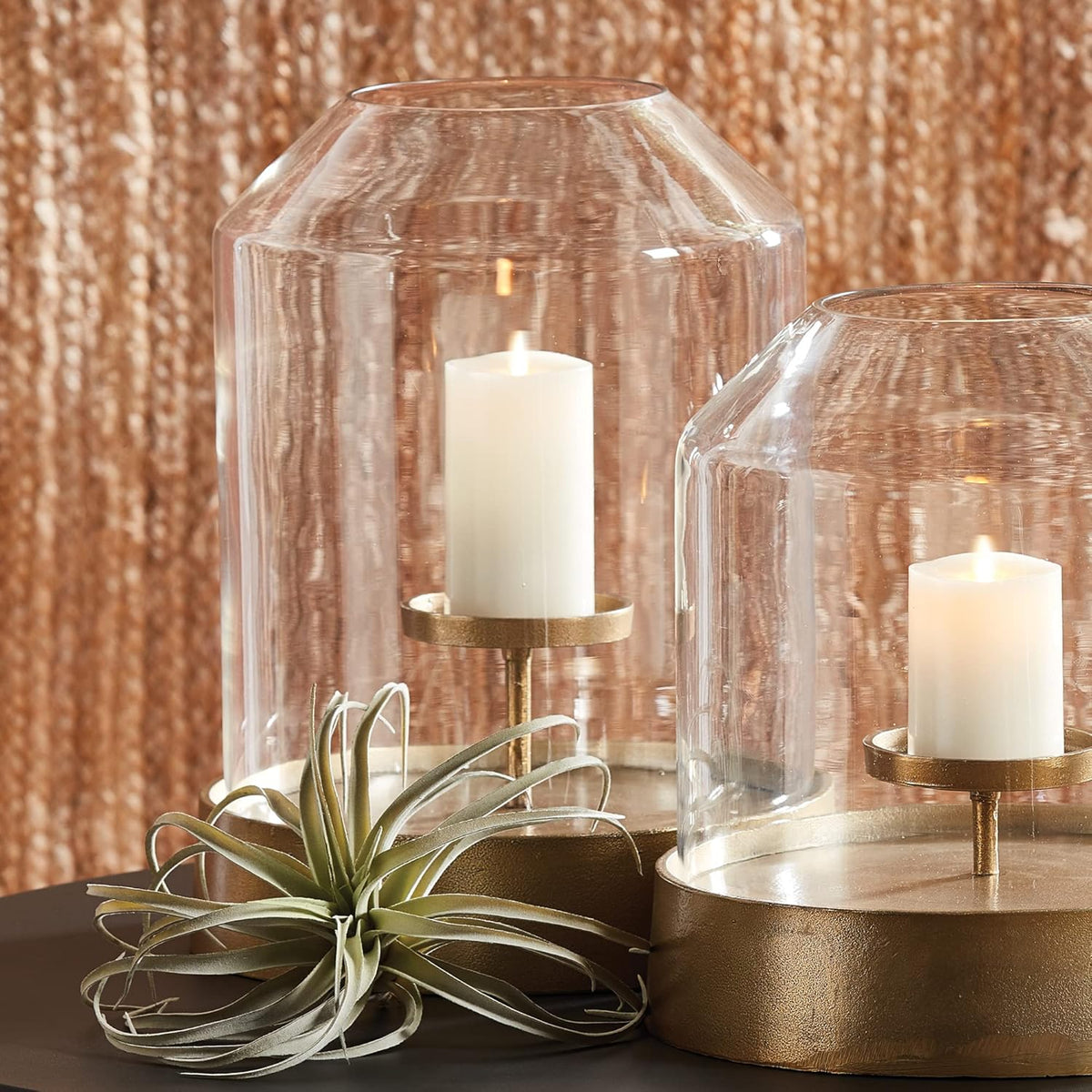 Elegant Gold Large Round Hurricane Candle Holder Dome Shape 13 in Terrarium Classic