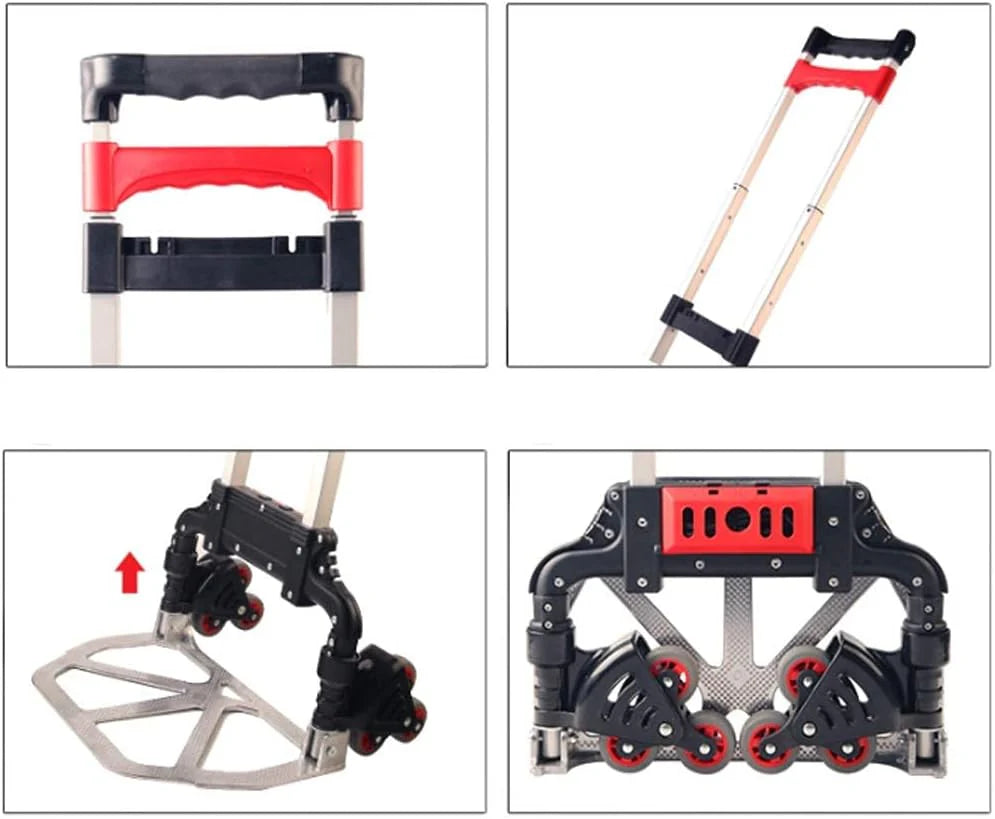 Hand Cart-Home Small Trailer Luggage Cart Folding Trolley Car Outdoor Goods Shopping Trolley Cart Truck