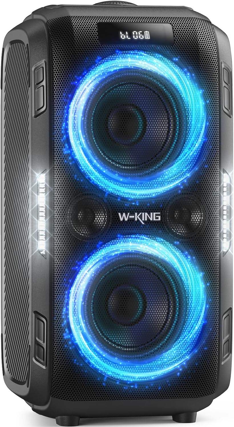 Peak Party Large Bluetooth Speaker - Maximum Volume Amplifier / 12 Custom Low-End Units / Up to 125 Decibels for 6.5-inch x 2 Low-End Speakers / Deepest Bass Effect. Large Portable Wireless Speaker. IPX5 Water Resistance Rating / Microphone Jack / RJ