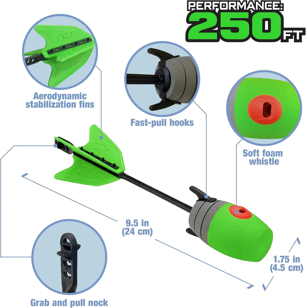 2. Master Controller Bow. 20 Zynix Whistle Arrows. 2 Parachute Replacement Parts. 2 Shoulder Straps and 4 Arrow Bags - Long-distance Outdoor Equipment