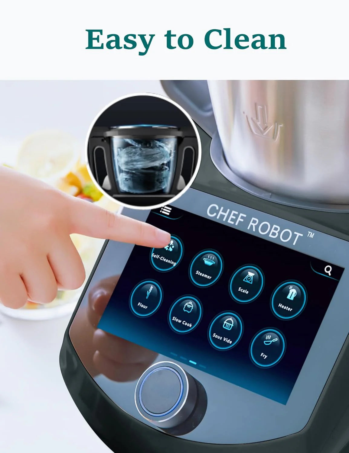 Smart Food Processor UltraCook All-in-One Auto Cooking Machine.3.5L Capacity.600+ Online Recipes. Built-in Scale. 7 inch TFT Screen. Self-Cleaning. Multifunctional Kitchen Appliance (CR-7-Black)