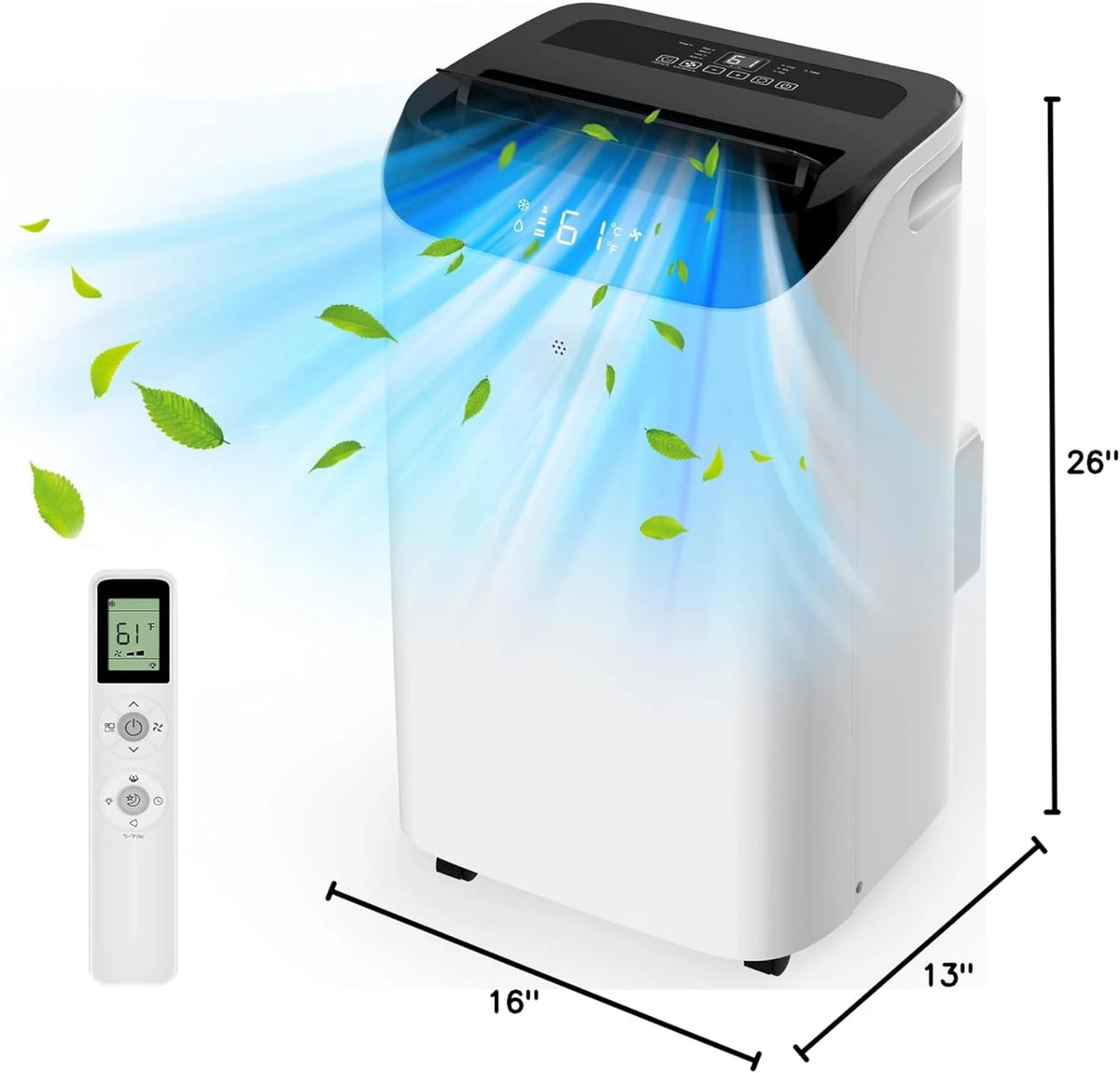 Inverter 16000BTU Portable Air Conditioners with Remote. Free Stand Cooling Portable AC Unit for Room up to 800 sq.ft. with Dehumidifier & Fan. Dual Hose. Quiet Sleep Mode(45dB). Windows Kit