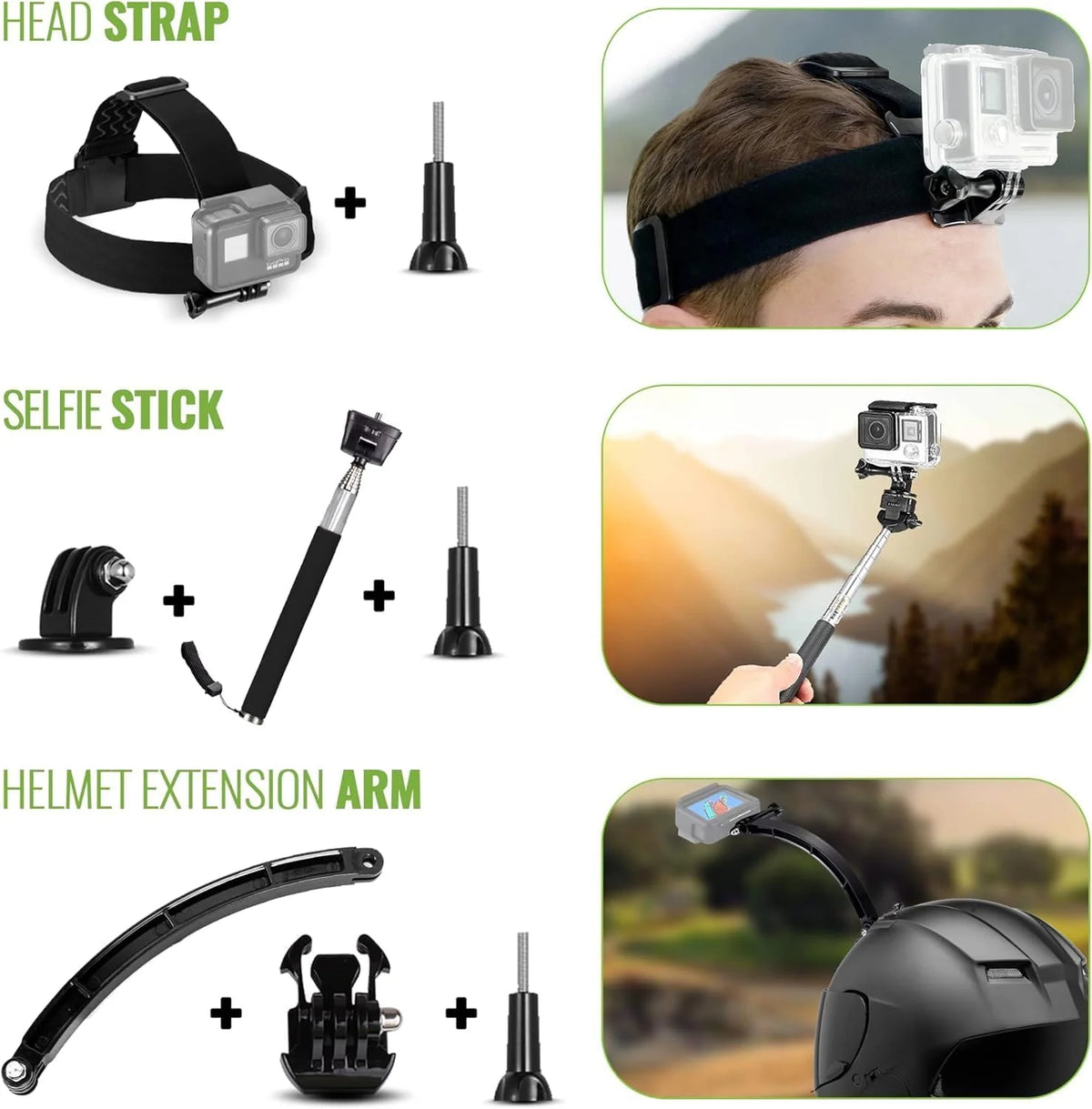 Equipped with a 50-piece accessory kit. 2 spare batteries and a 64GB memory card - a waterproof action camera - 5.3K HDR. 27 million pixels of photos. 1/1.9-inch sensor. live streaming function. webcam. and shake-proof function