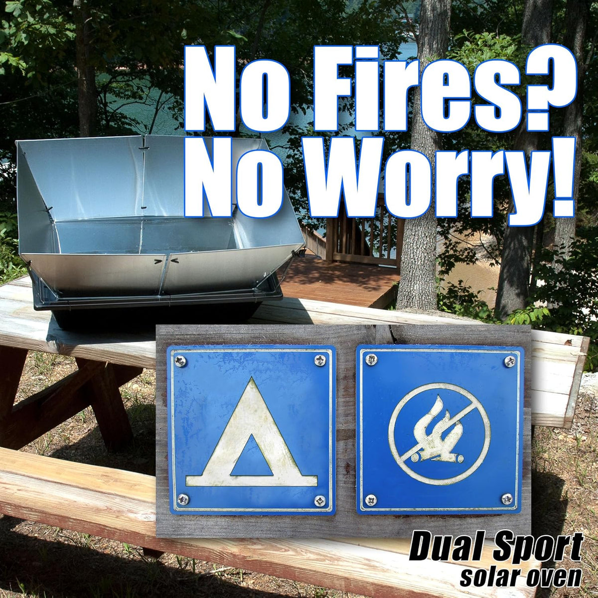 Dual Sport Solar Oven. Black. Portable Outdoor Cooking System with Reflectors. 27x17x12 Inch. 6.8 Qt Capacity. Includes 2 Pots. Thermometer. Wapi. Cookbook. and Instruction Manual