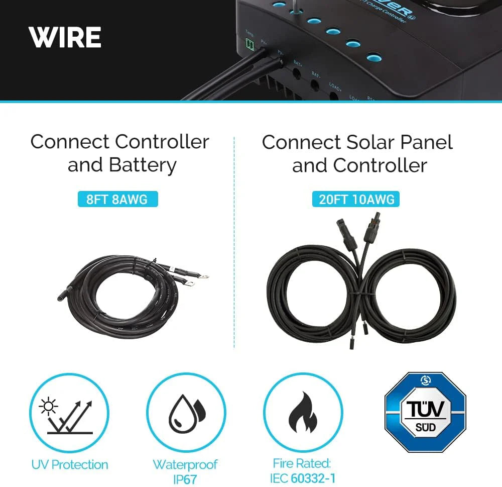 400 Watt 12 Volt Premium 4 Pcs 100W Panel+40A MPPT Charge Controller+ Bluetooth Module Fuse+ Mounting Z Brackets+Adaptor Kit +Tray Cables Set. 400W. Grid 12V Solar Power System