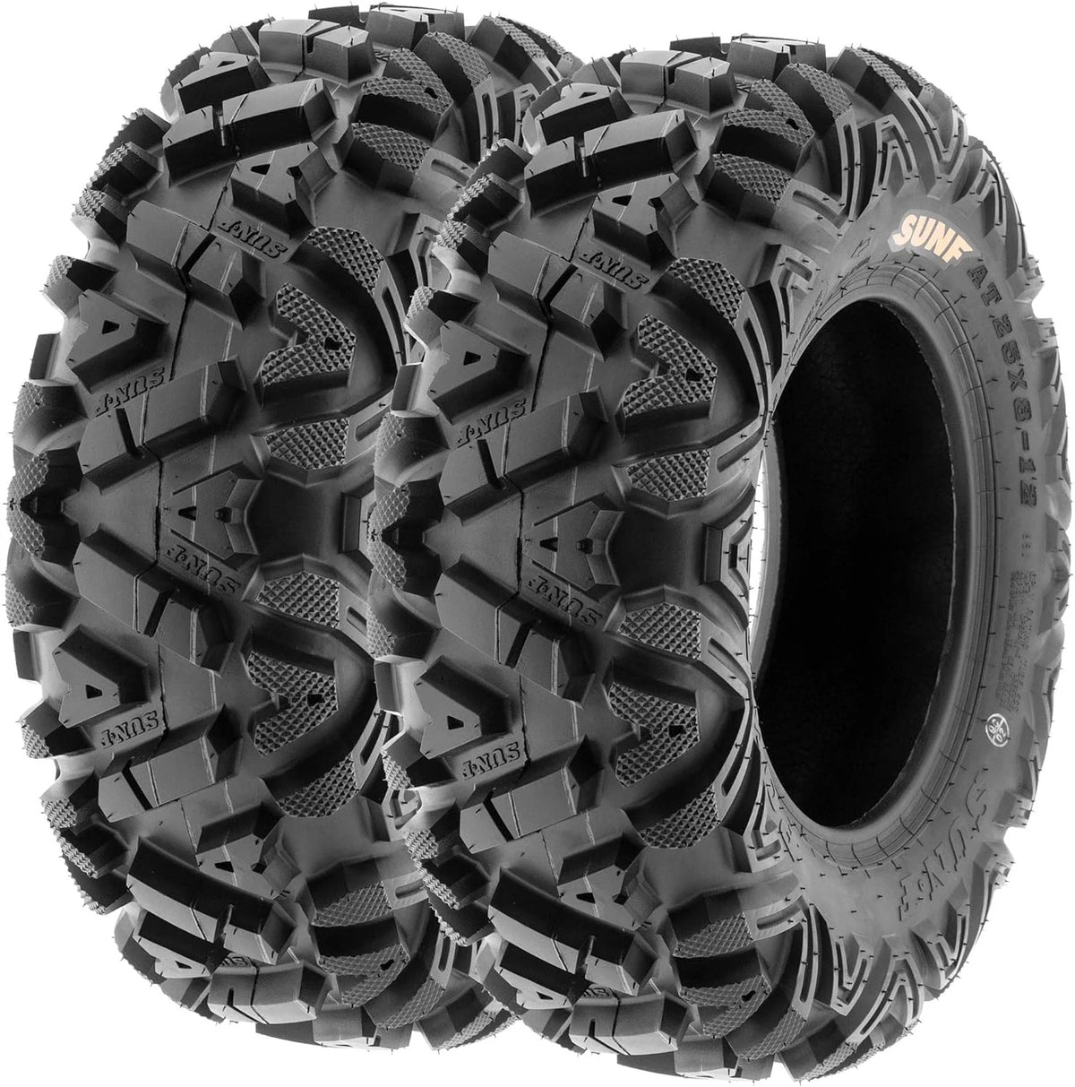 Set of 4 ATV UTV all-terrain Tires 25x8-12 Front & 25x10-12 Rear. 6 PR. Tubeless A033