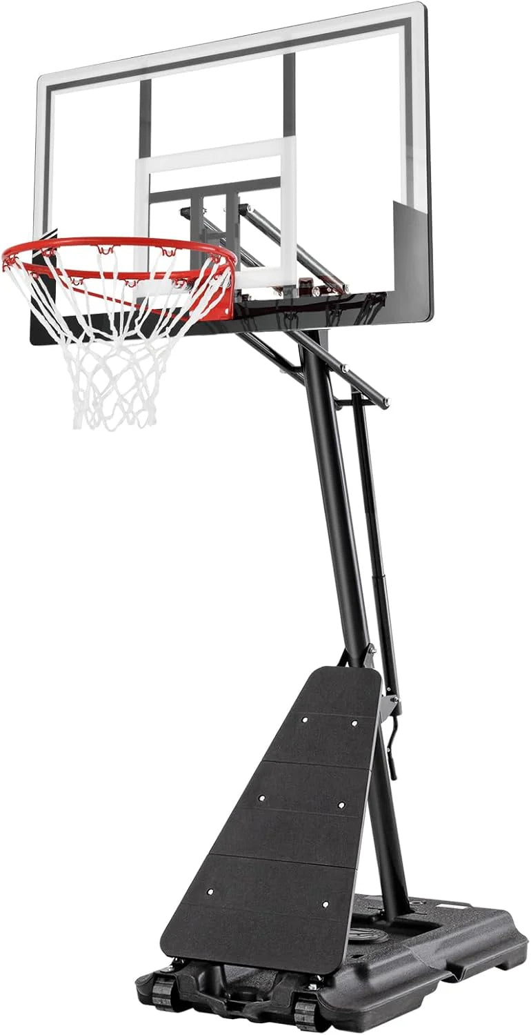 Basketball Hoop 48 Inch Backboard Portable Basketball Hoop Outdoor.5.3-10ft Stepless Regulation Crank Adjust Basketball Goal System