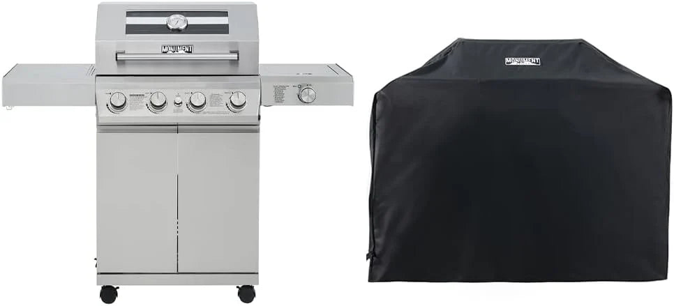 Larger 4-Burner Propane Gas Grills bbq Stainless Steel Heavy-Duty Cabinet Style with Knob Controls Side Burner Mesa 400m