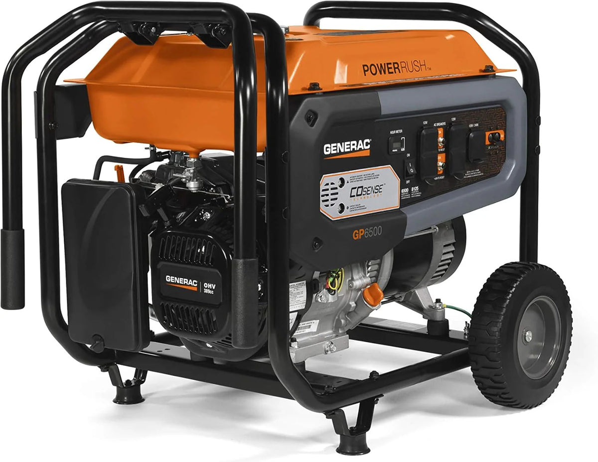 8.000-Watt Gas-Powered Portable Generator - Electric Start with COsense - PowerRush Advanced Technology - Reliable Power for Emergencies. Recreation. Home - 49 State Compliant - Orange/Black