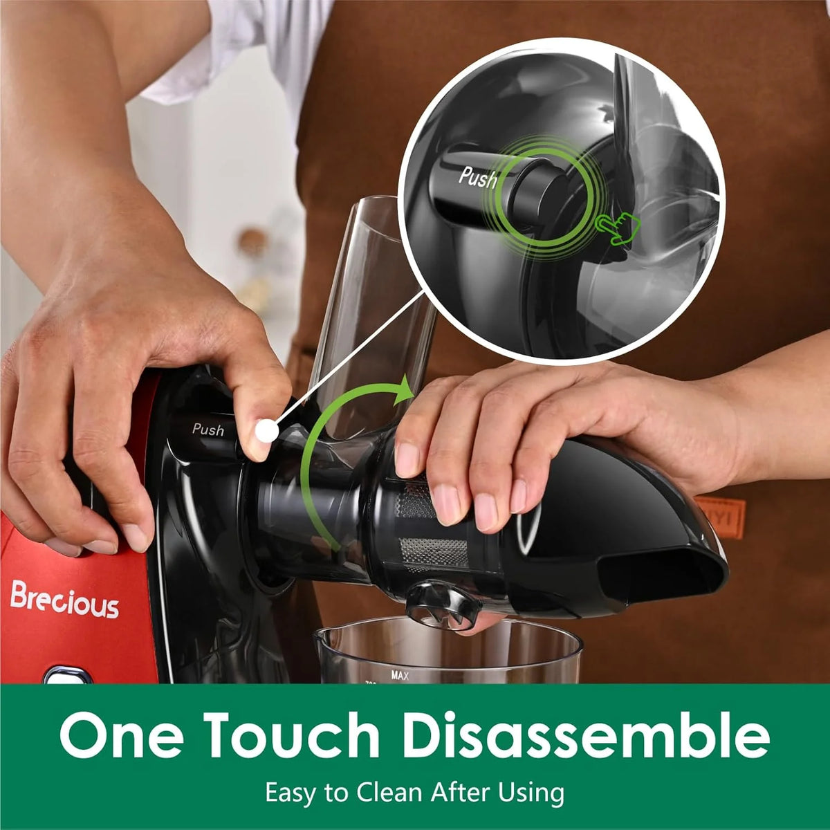 Slow Masticating Juicer.Brecious Cold Press Juicers with 2 Speed Modes & Quiet Motor.Juicers Machines Vegetable and Fruit with Reverse Function.Celery Juicer.BPA-Free.Easy to Clean (Black)