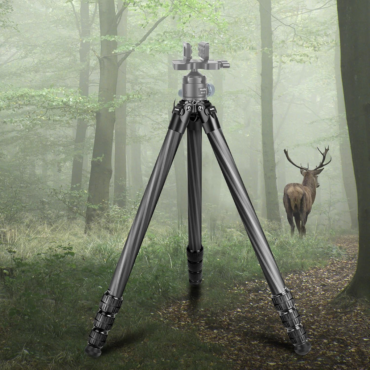 Hunting tripod. equipped with 44mm ball head and Aka Swiss and Picatinny adapters. 62.2-inch heavy-duty stable tripod. suitable for shooting. hunting and outdoor activities