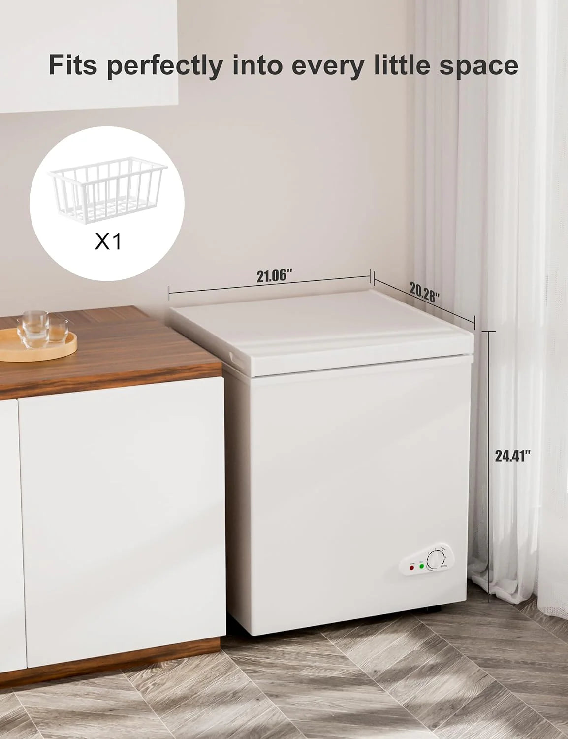 7.0 Cu Ft Chest Freezer - Energy Efficient & Quiet Mini Freezer with Adjustable Thermostat - Compact Deep Freezer for Home. Apartment. and Garage - Removable Basket & Defrost Drain