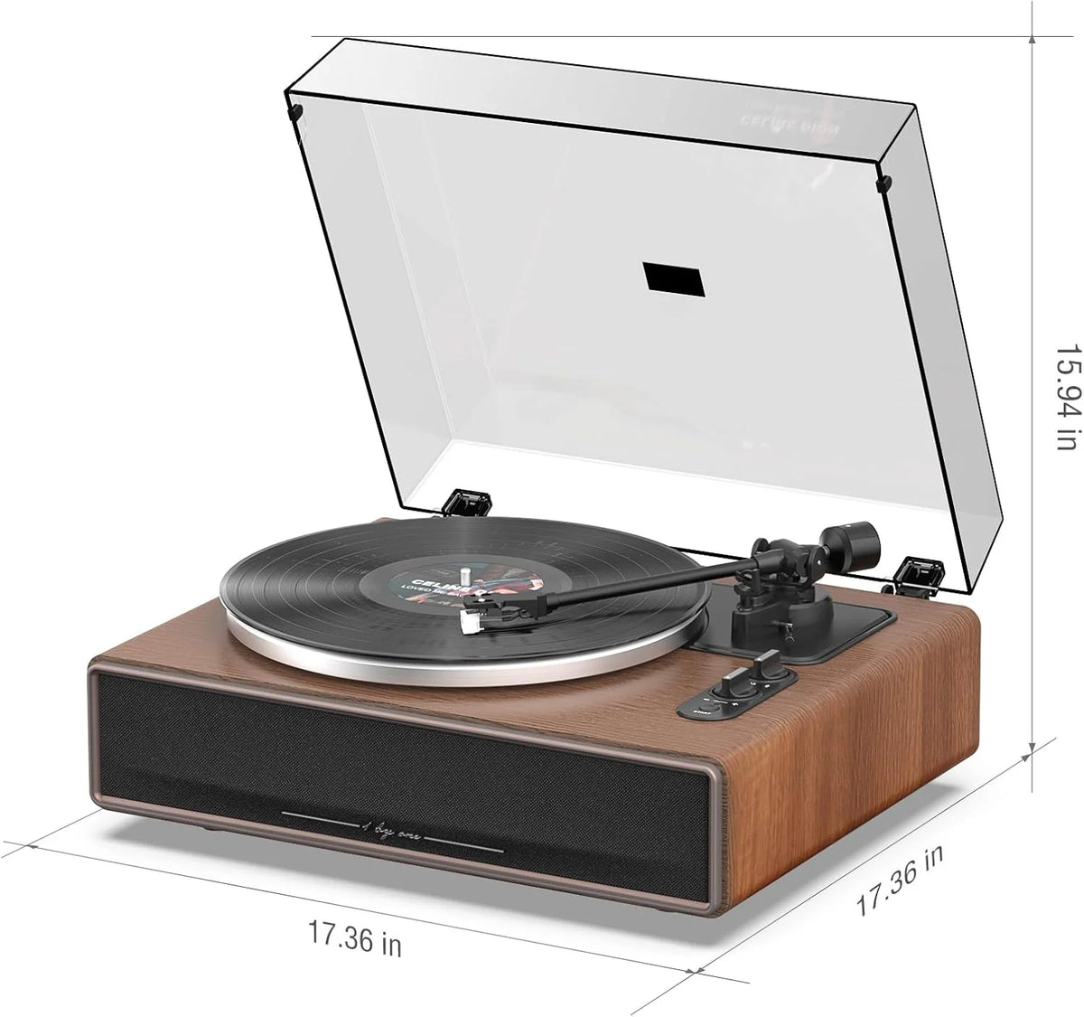 High Fidelity Belt Drive Turntable with Built-in Speakers. Vinyl Record Player with Magnetic Cartridge. Bluetooth Playback and Aux-in Functionality. Auto Off