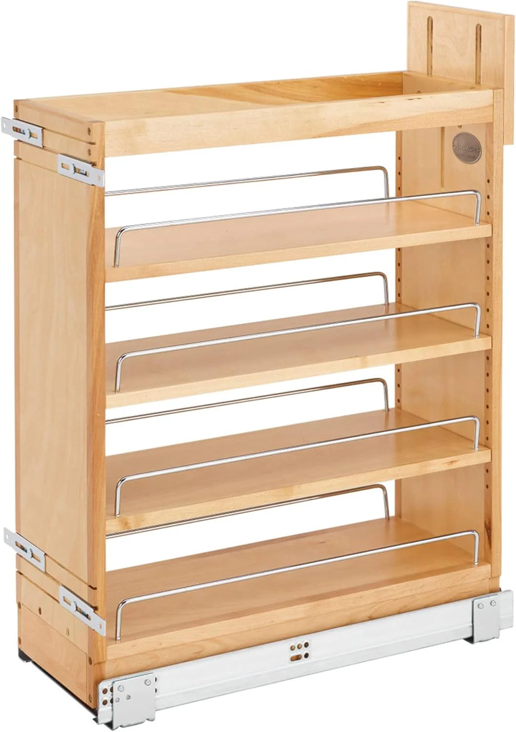 Retractable storage rack. suitable for kitchen/bathroom cabinets. equipped with soft-closing fully telescopic rails and adjustable shelves