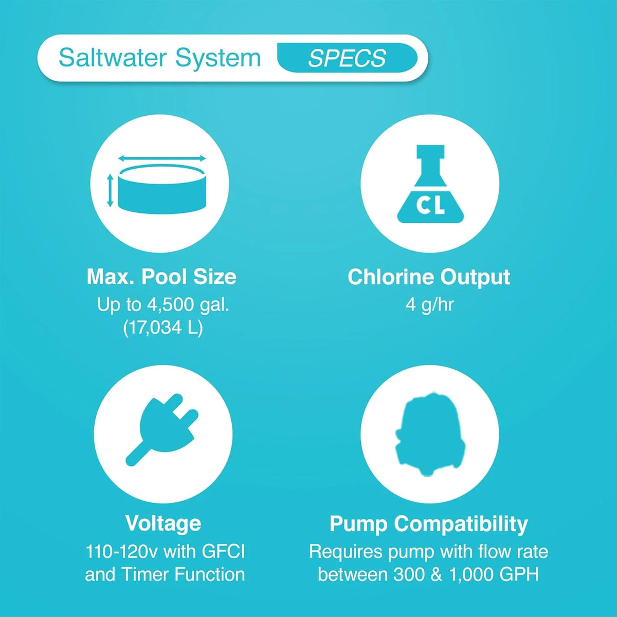 Krystal Clear Saltwater System for Above-Ground Pools up to 15.000 Gallons