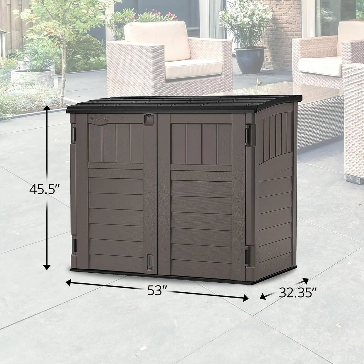 34 Cu. Ft. Horizontal Shed for Outdoor Storage w/Locking System. Stoney/Black