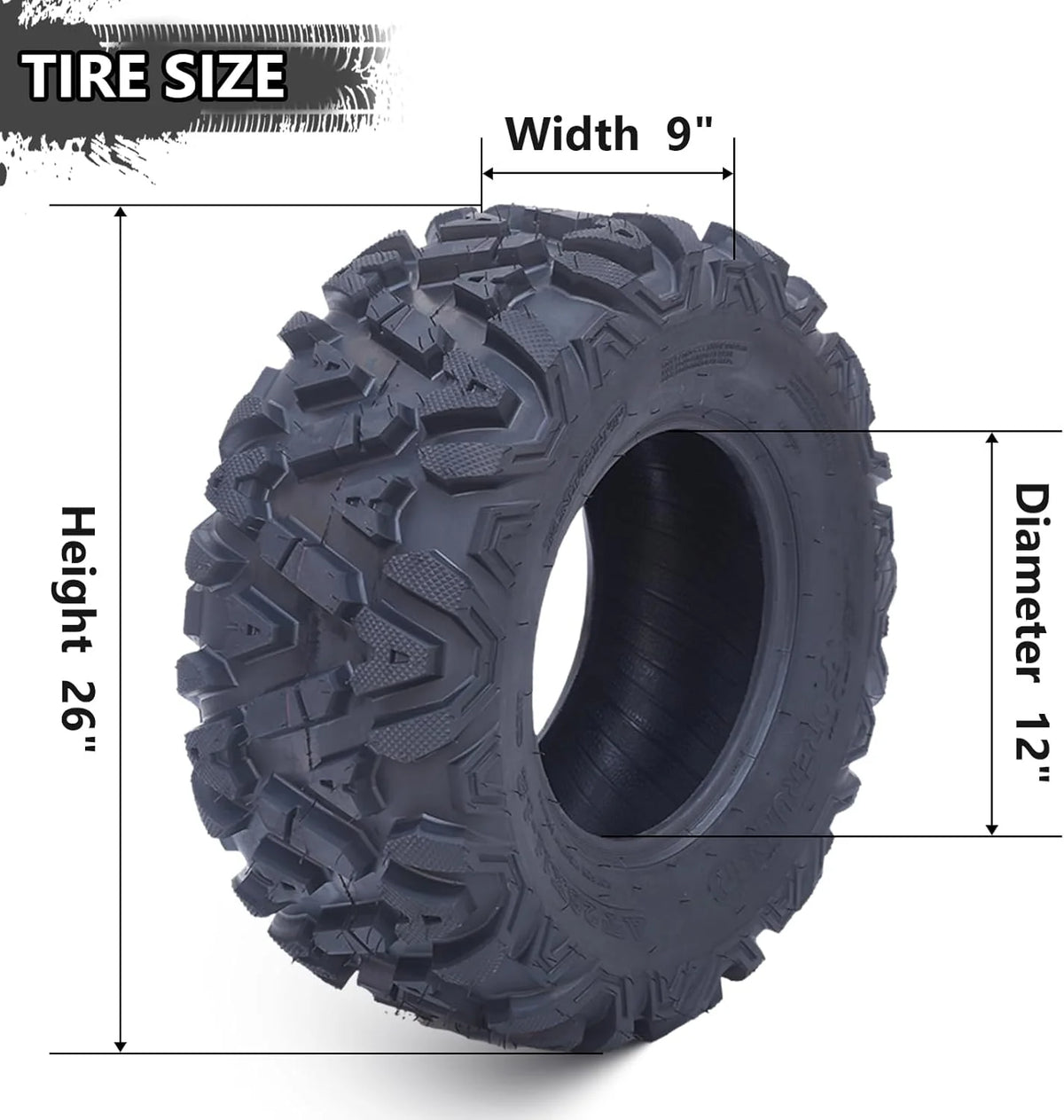 26x12x12 Atv Tires. Set of 2 Atv Tires 26x12-12 6PR. All Terrain Atv/Utv Off-Road Tires. Black